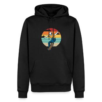 Retro Skatepark Skatergirl Skaterboy Skater - Männer Premium Bio Hoodie - Schwarz - Vorne - Nico (187cm)