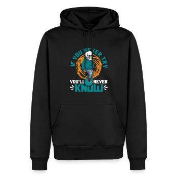 If You Never Try You'll Never Know Skatergirl - Männer Premium Bio Hoodie - Schwarz - Vorne - Nico (187cm)