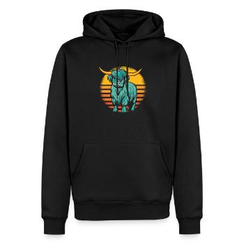Retro Highland Cow Highland Heifer Breeder - Men’s Premium Organic Hoodie - black - Front - Nico (187cm)