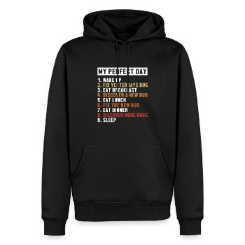 Correction de bugs Perfect Day Développeur Codeur Programmeur - Sweat à capuche Premium bio Homme - noir - Devant - Nico (187cm)