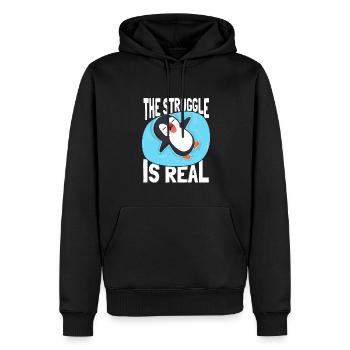 La lutte est un vrai manchot empereur oiseau de mer - Sweat à capuche Premium bio Homme - noir - Devant - Nico (187cm)