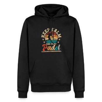 Keep Calm and play Padel Paddleball Paddle Tennis - Men’s Premium Organic Hoodie - black - Front - Nico (187cm)