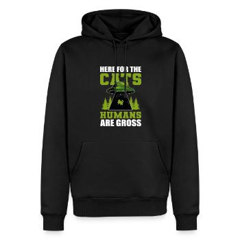 Here For The Cats Humans Are Gross Hauskatze - Männer Premium Bio Hoodie - Schwarz - Vorne - Nico (187cm)