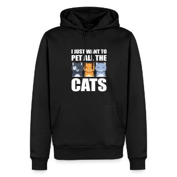 Je veux juste caresser tous les chats Miezekatze - Sweat à capuche Premium bio Homme - noir - Devant - Nico (187cm)