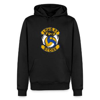 L’amour au premier score Joueur de volley-ball Volley-ball - Sweat à capuche Premium bio Homme - noir - Devant - Nico (187cm)