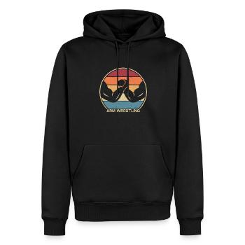 Retro Hand Wrestling Techniques Exercise Arm - Men’s Premium Organic Hoodie - black - Front - Nico (187cm)