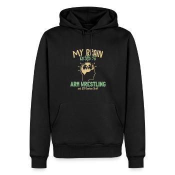 My Brain is 95% Arm Wrestling Exercise Trainer - Männer Premium Bio Hoodie - Schwarz - Vorne - Nico (187cm)