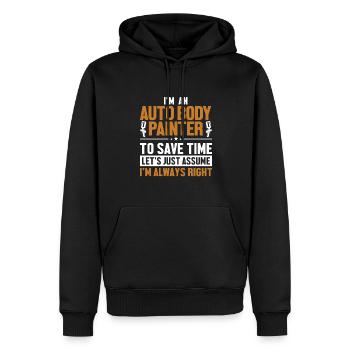 Karosserielackierer: Nehmen wir an, ich habe Recht, Fahrzeug - Männer Premium Bio Hoodie - Schwarz - Vorne - Nico (187cm)