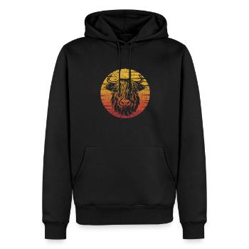 Retro Highland Cow Highland Heifer Breeder - Men’s Premium Organic Hoodie - black - Front - Nico (187cm)