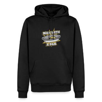 Homme avec une casserole prospection mineur placer exploitation minière - Sweat à capuche Premium bio Homme - noir - Devant - Nico (187cm)