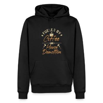 Angetrieben von Kaffee und Haus Abrisshaus - Männer Premium Bio Hoodie - Schwarz - Vorne - Nico (187cm)