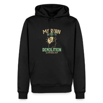 Mein Gehirn ist zu 95% Abriss Haus Wrecker House - Männer Premium Bio Hoodie - Schwarz - Vorne - Nico (187cm)