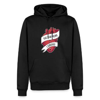 This Scar Means I Survived Transplant Open Heart - Men’s Premium Organic Hoodie - black - Front - Nico (187cm)