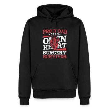 Proud Dad Of Heart Surgery Survivor Open Heart - Men’s Premium Organic Hoodie - black - Front - Nico (187cm)