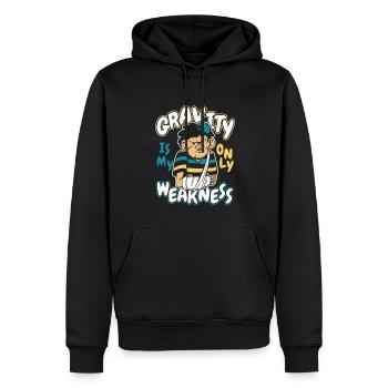 Die Schwerkraft ist meine einzige Schwäche, gebrochener Fingerknochen - Männer Premium Bio Hoodie - Schwarz - Vorne - Nico (187cm)