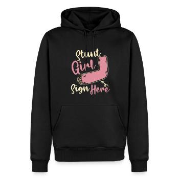 Cascadeur fille signe ici os cassé doigt cassé - Sweat à capuche Premium bio Homme - noir - Devant - Nico (187cm)