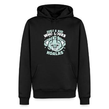 Juste un enfant qui aime les koalas Koalabear Eucalyptus - Sweat à capuche Premium bio Homme - noir - Devant - Nico (187cm)