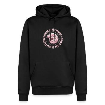 Mama ist mein Name, Shelling ist mein Spiel, Muschelmuschel - Männer Premium Bio Hoodie - Schwarz - Vorne - Nico (187cm)