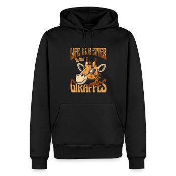 Das Leben ist besser mit Giraffen, Nuben, Afrikaner - Männer Premium Bio Hoodie - Schwarz - Vorne - Nico (187cm)
