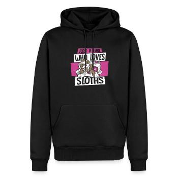 Girl Who Loves Sloths Pilosa Folivora - Men’s Premium Organic Hoodie - black - Front - Nico (187cm)