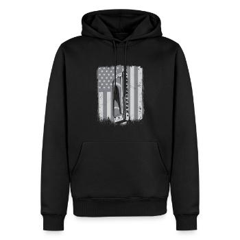 Harmonica drapeau américain harmonique bouche harpe - Sweat à capuche Premium bio Homme - noir - Devant - Nico (187cm)