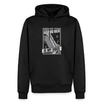 L’harmonica est ma voix Harmoniste Harmoniste - Sweat à capuche Premium bio Homme - noir - Devant - Nico (187cm)