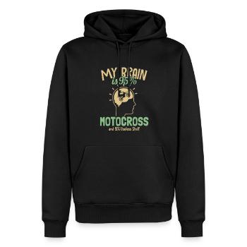 Mein Gehirn ist zu 95% Motocross Supermoto Motorrad - Männer Premium Bio Hoodie - Schwarz - Vorne - Nico (187cm)