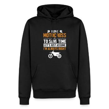 Motocross-Liebhaber Nehmen wir an, ich habe Recht Motorrad - Männer Premium Bio Hoodie - Schwarz - Vorne - Nico (187cm)