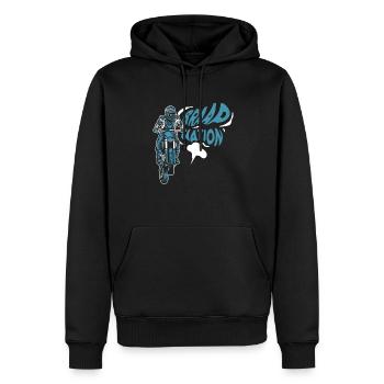 Pilotes de Supermotard Braap Nation Motorcycle Racing - Sweat à capuche Premium bio Homme - noir - Devant - Nico (187cm)
