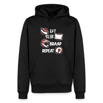 Eat Sleep Braap Repeat Supermoto Motorrad - Männer Premium Bio Hoodie - Schwarz - Vorne - Nico (187cm)