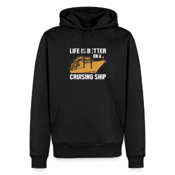 Das Leben auf einem Kreuzfahrtschiff ist besser Passagiere - Männer Premium Bio Hoodie - Schwarz - Vorne - Nico (187cm)