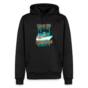 Croisière à travers la vie, un port à la fois - Sweat à capuche Premium bio Homme - noir - Devant - Nico (187cm)