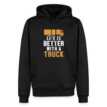 Das Leben ist besser mit einem Truck Trucker Legends Truck - Männer Premium Bio Hoodie - Schwarz - Vorne - Nico (187cm)