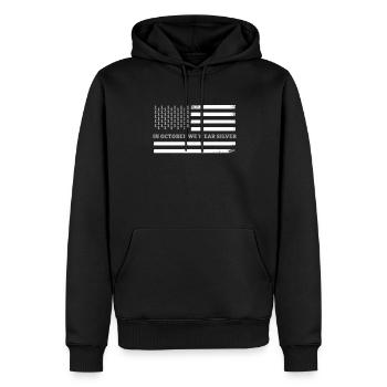 En octobre, nous portons le drapeau américain argenté Apraxia - Sweat à capuche Premium bio Homme - noir - Devant - Nico (187cm)