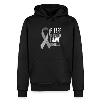 Bitte haben Sie etwas Geduld Ich habe Legasthenie Legasthenie - Männer Premium Bio Hoodie - Schwarz - Vorne - Nico (187cm)