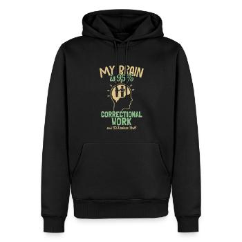 Mein Gehirn besteht zu 95% aus Korrekturen im Strafvollzug - Männer Premium Bio Hoodie - Schwarz - Vorne - Nico (187cm)