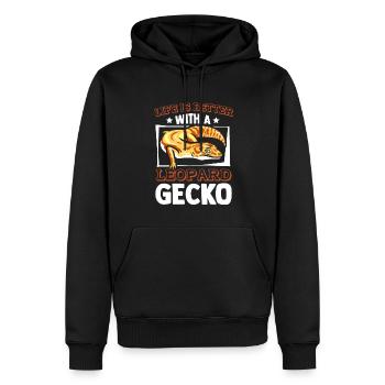 La vie est meilleure avec un lézard gecko léopard - Sweat à capuche Premium bio Homme - noir - Devant - Nico (187cm)