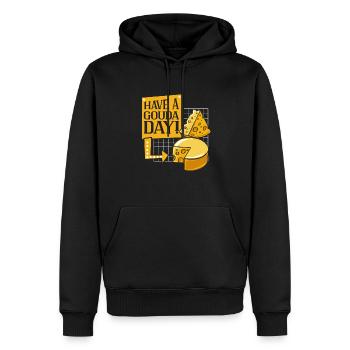 Avoir un amateur de fromage Gouda Day Maker Queso - Sweat à capuche Premium bio Homme - noir - Devant - Nico (187cm)