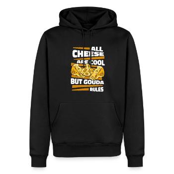Tous les fromages sont cool, mais le gouda règle le queso - Sweat à capuche Premium bio Homme - noir - Devant - Nico (187cm)