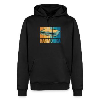 Retro Harmonica Harmonicist Mouth Harp Harmonist - Men’s Premium Organic Hoodie - black - Front - Nico (187cm)
