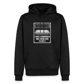 J'ai un harmonica et je sais comment l'utiliser - Sweat à capuche Premium bio Homme - noir - Devant - Nico (187cm)