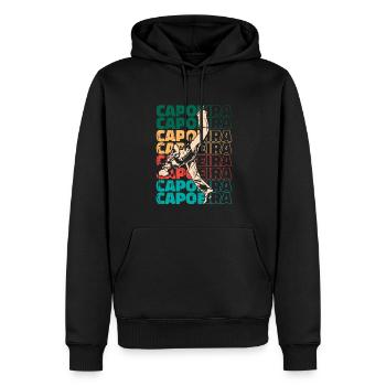 Texte Capoeira Rétro Ginga Capoeirista Danse - Sweat à capuche Premium bio Homme - noir - Devant - Nico (187cm)