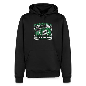 Capoeira Nur für die Tapferen Ginga Capoeirista - Männer Premium Bio Hoodie - Schwarz - Vorne - Nico (187cm)