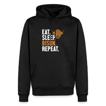 Essen Schlaf Bison Wiederholung Büffel Amerikanischer Bison - Männer Premium Bio Hoodie - Schwarz - Vorne - Nico (187cm)