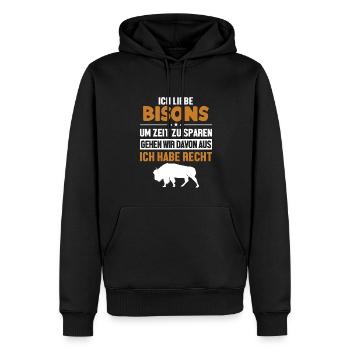 Bison hat immer Recht Buffalo Bovinae Américain - Sweat à capuche Premium bio Homme - noir - Devant - Nico (187cm)