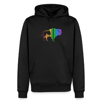 Bison LGBT Rainbow Buffalo Bovinae Bison d’Amérique - Sweat à capuche Premium bio Homme - noir - Devant - Nico (187cm)