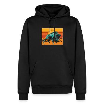 Rétro Buffalo Bovinae Amoureux du bison américain Bison - Sweat à capuche Premium bio Homme - noir - Devant - Nico (187cm)