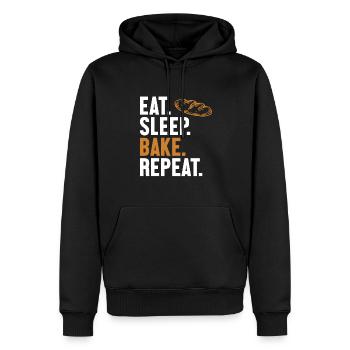 Manger Dormir Cuire Répéter la machine à pain Pâte à pain - Sweat à capuche Premium bio Homme - noir - Devant - Nico (187cm)