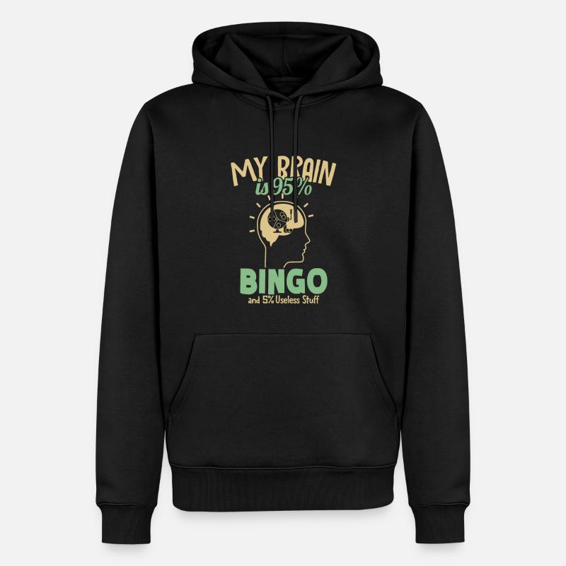 Mon cerveau est composé à 95% de joueurs de bingo - Sweat à capuche Premium bio Homme - noir