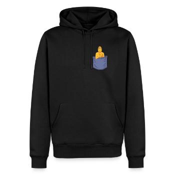 Statue de symbole bouddhiste de poche de poitrine bouddhiste - Sweat à capuche Premium bio Homme - noir - Devant - Nico (187cm)